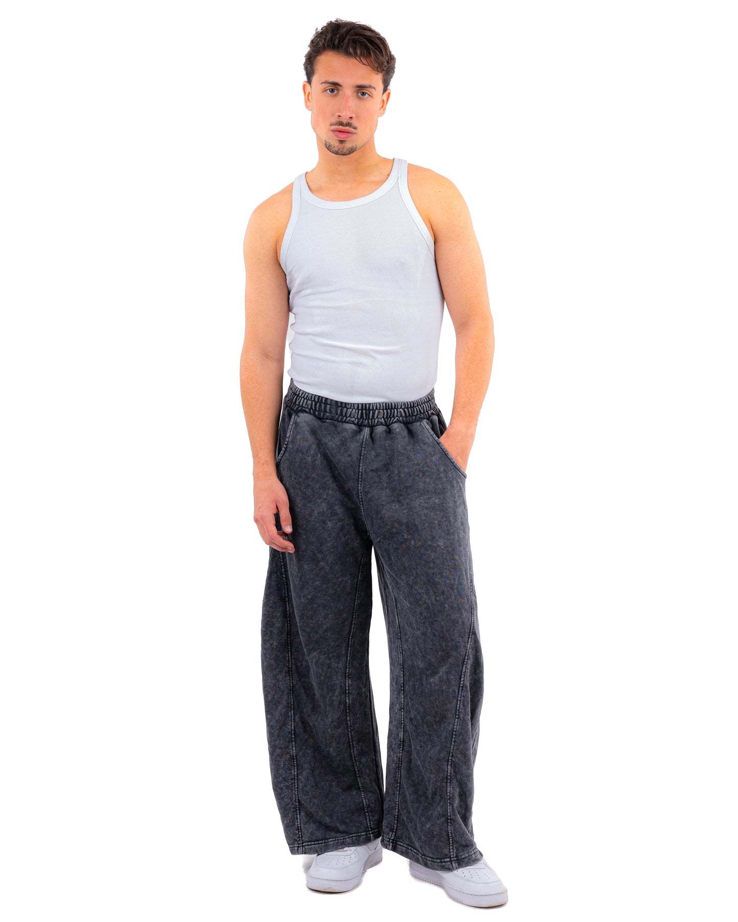 Initials wide leg sweatpants - Grey washed