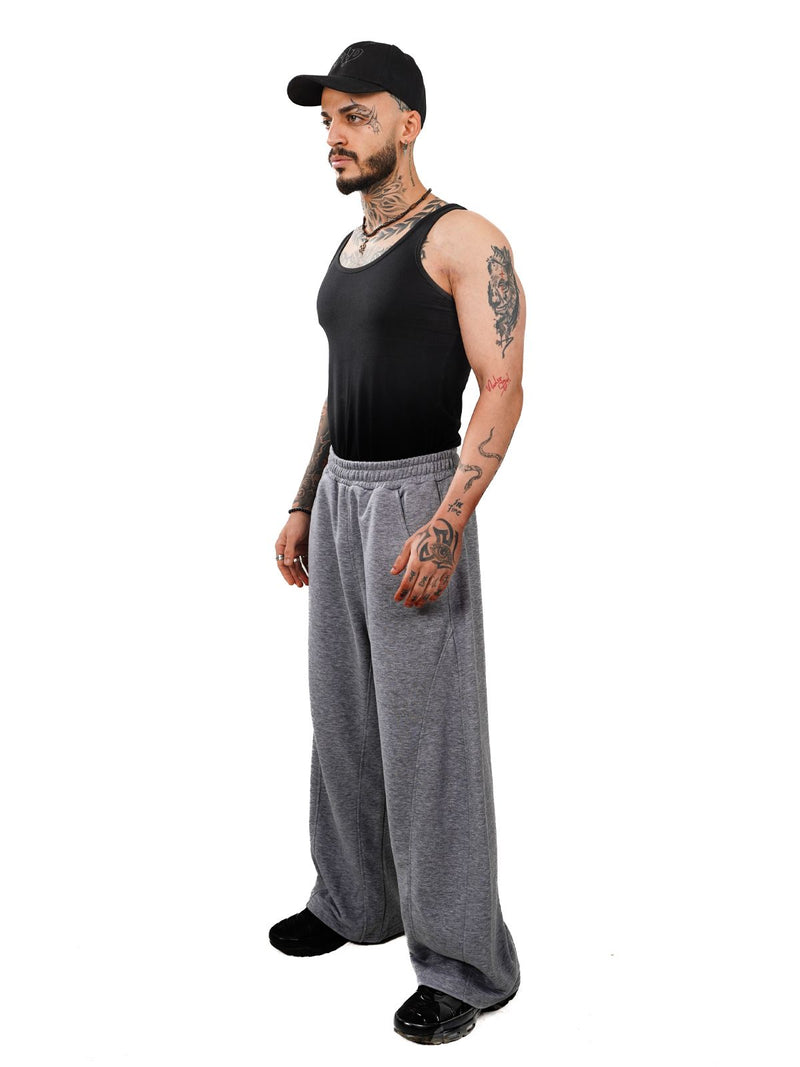 Initials wide leg sweatpants - charcoal grey