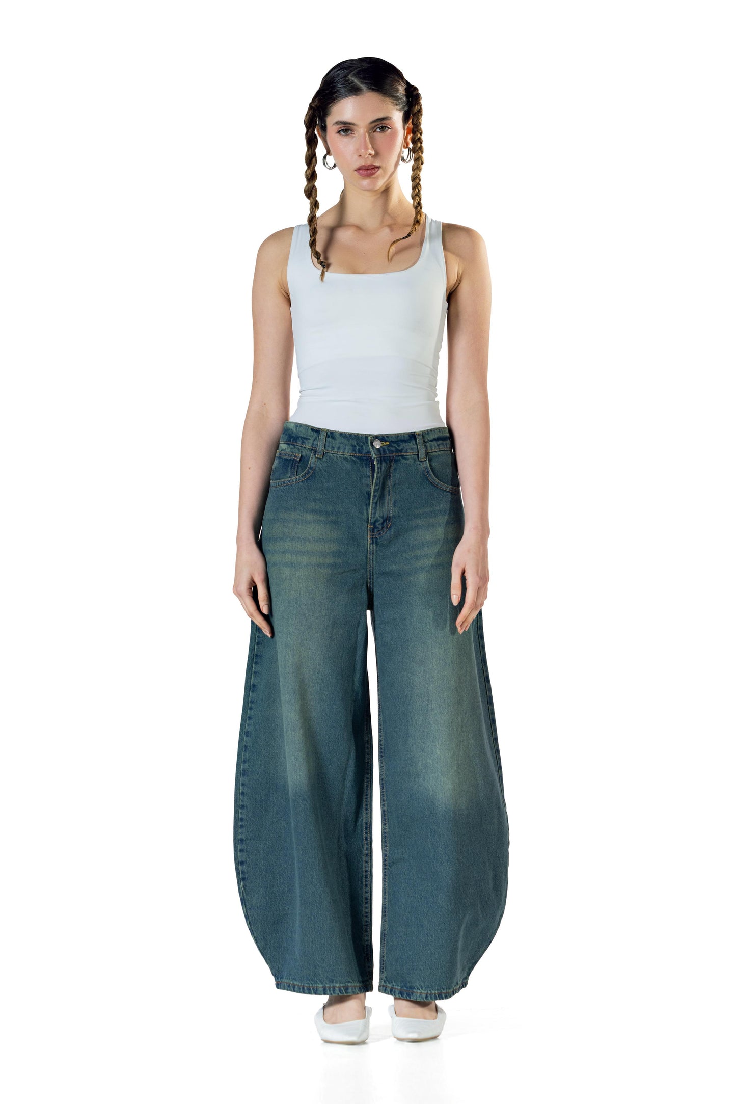 Baggy Fit - Washed Teal Denim