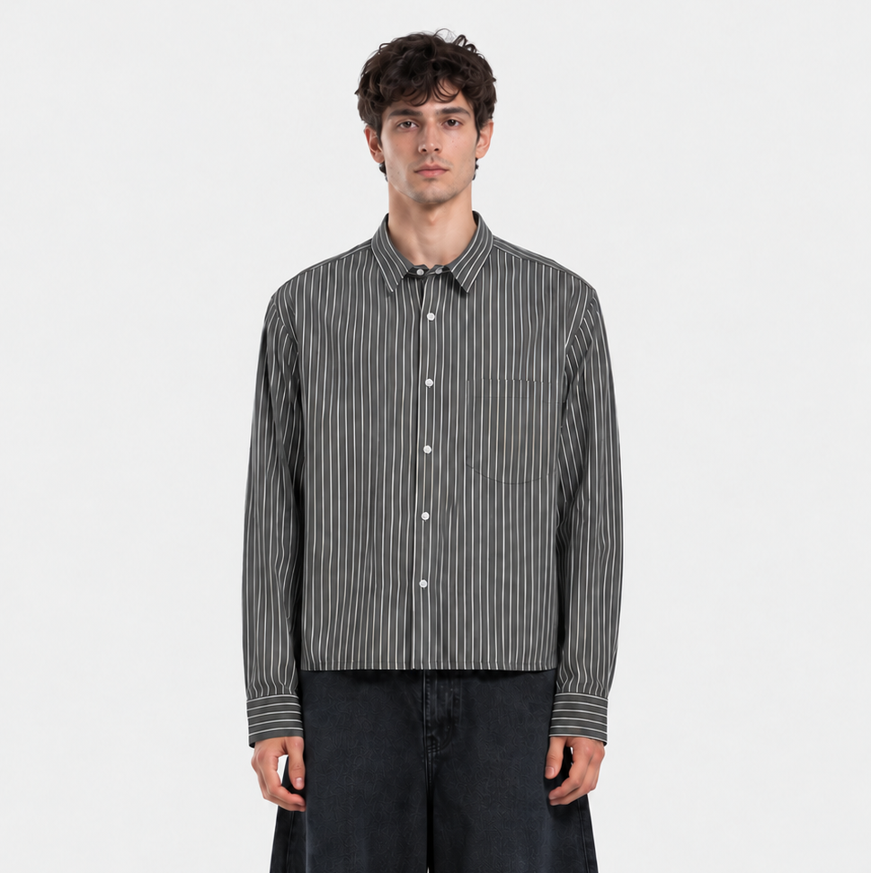 Boxy Long Sleeve Striped Shirt