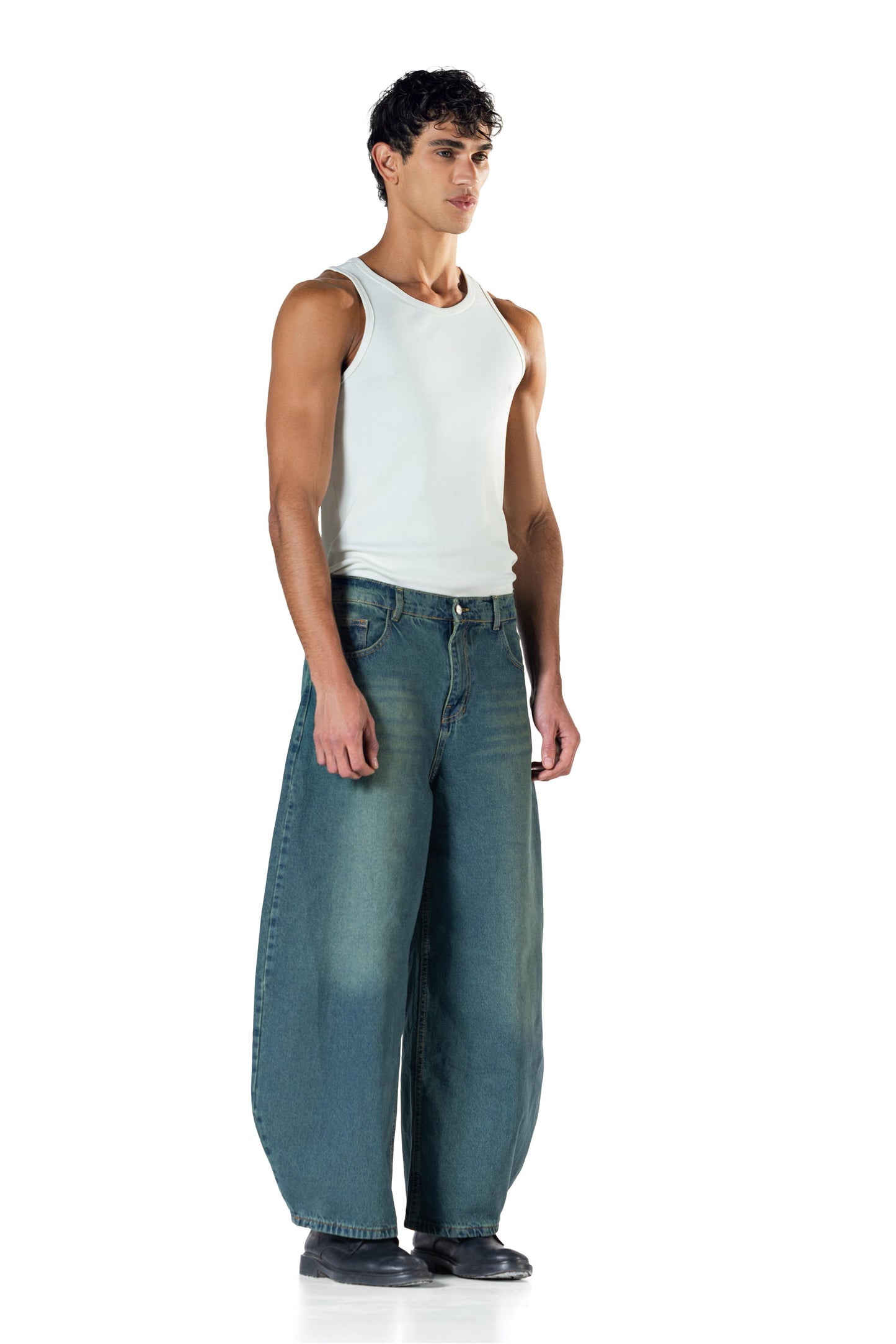 Baggy Fit - Washed Teal Denim