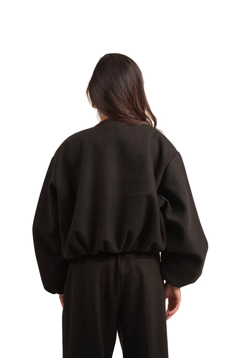 Cropped wool jacket - Black