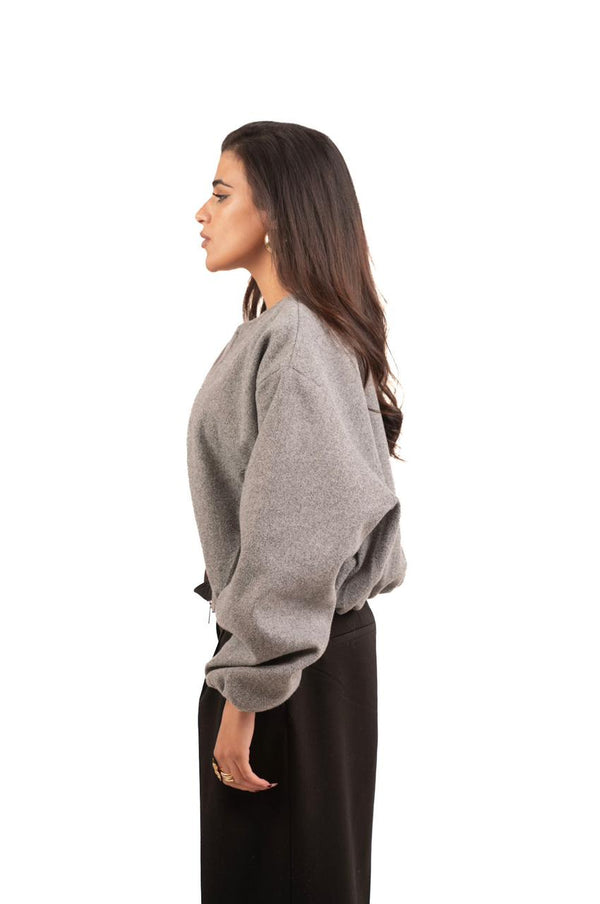 Cropped wool jacket - Grey