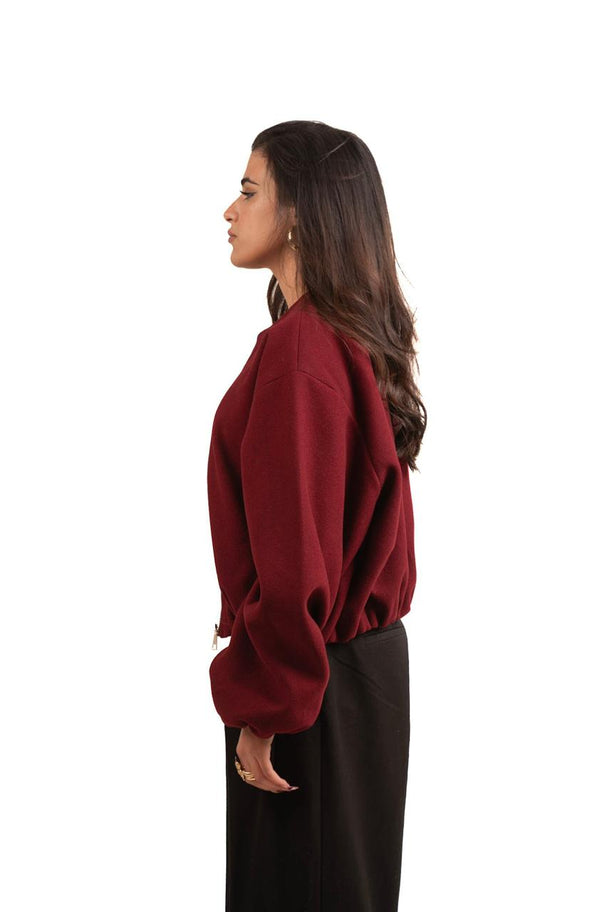 Cropped wool jacket - Burgundy
