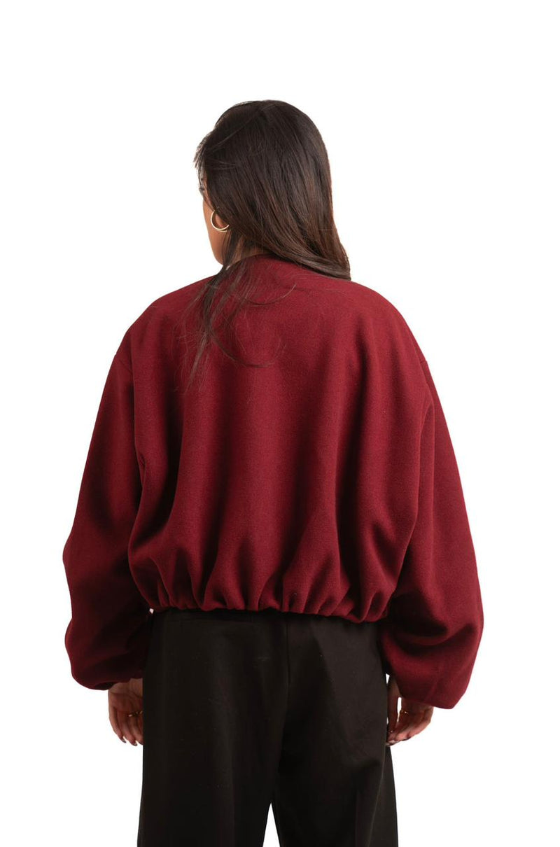 Cropped wool jacket - Burgundy