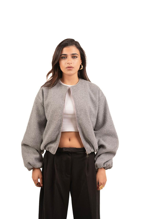 Cropped wool jacket - Grey