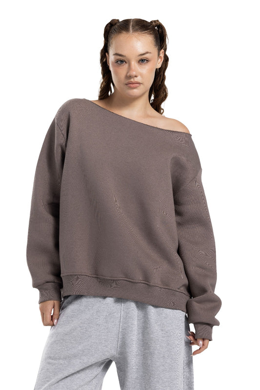 Initials Off-Shoulder Sweatshirt