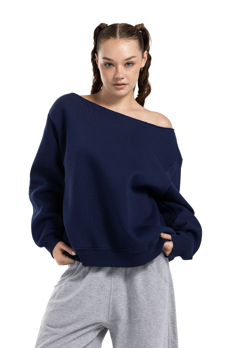 Initials Off-Shoulder Sweatshirt