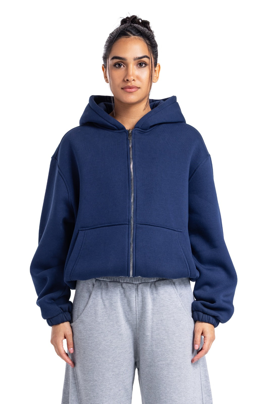 Initials Boxy Zip-Up Sweater