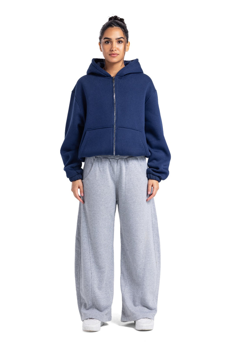 Initials Boxy Zip-Up Sweater