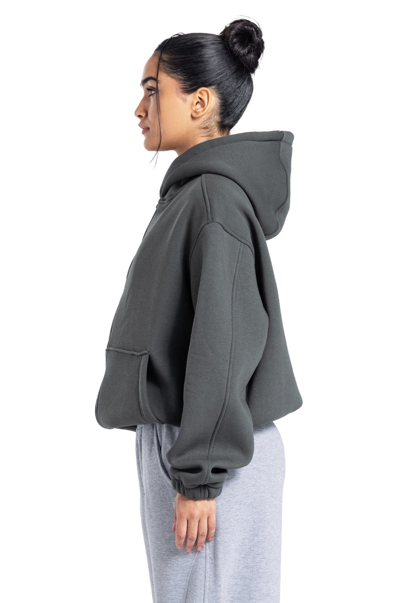 Initials Boxy Zip-Up Sweater