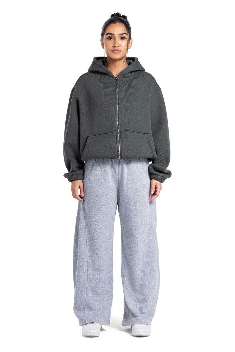 Initials Boxy Zip-Up Sweater