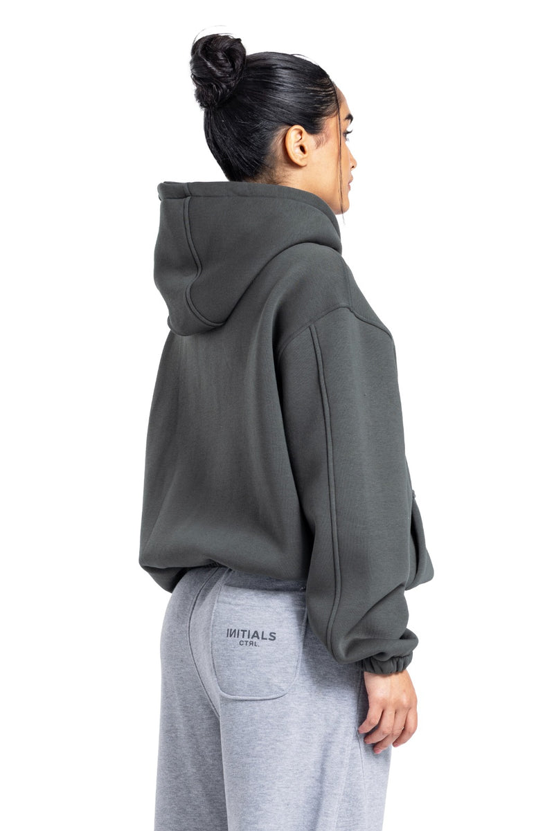 Initials Boxy Zip-Up Sweater