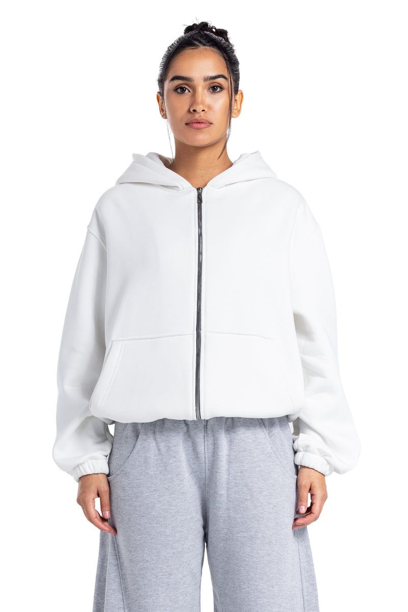 Initials Boxy Zip-Up Sweater