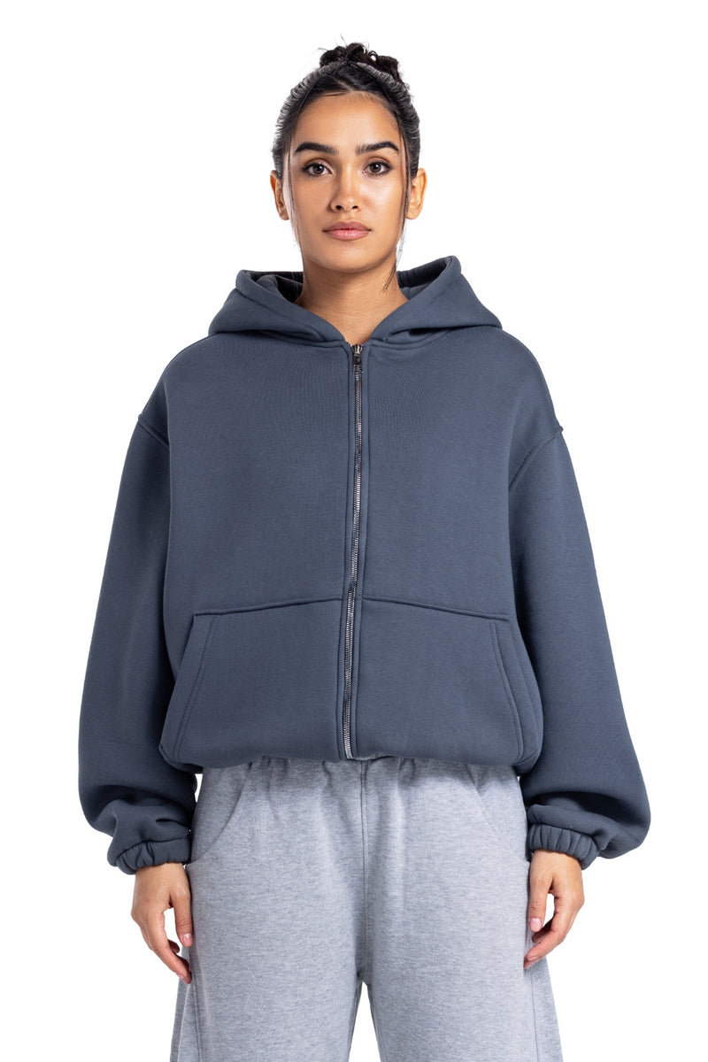 Initials Boxy Zip-Up Sweater