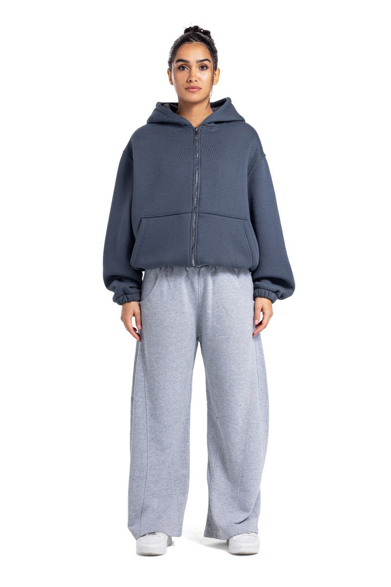Initials Boxy Zip-Up Sweater