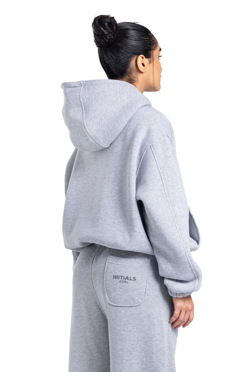 Initials Boxy Zip-Up Sweater