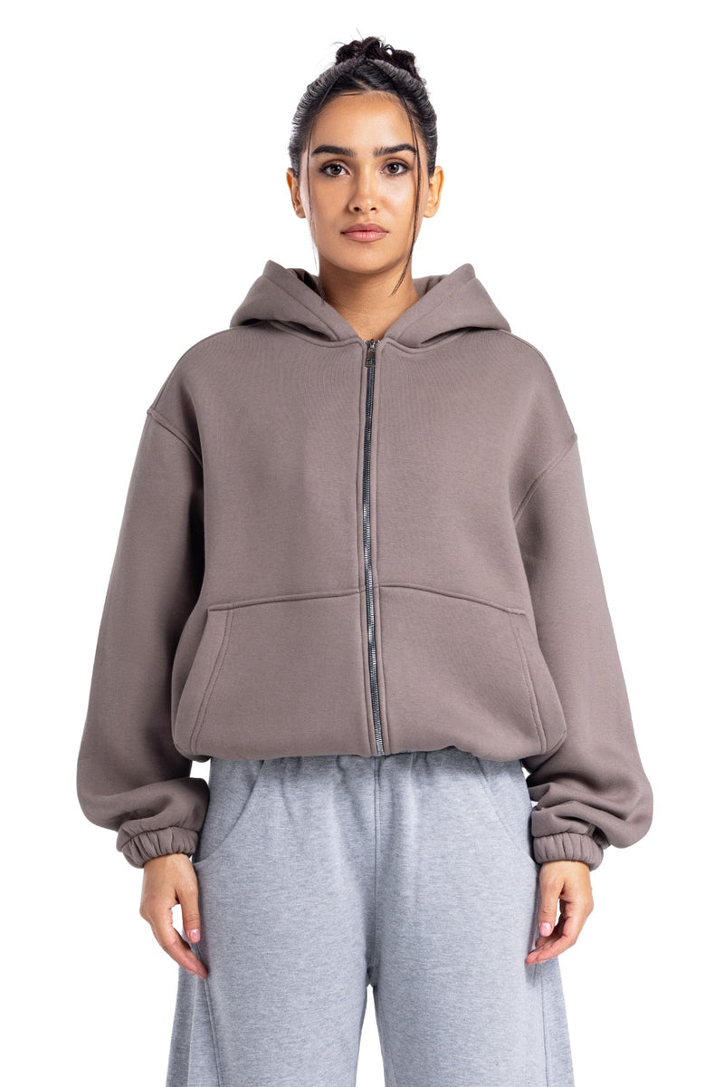 Initials Boxy Zip-Up Sweater