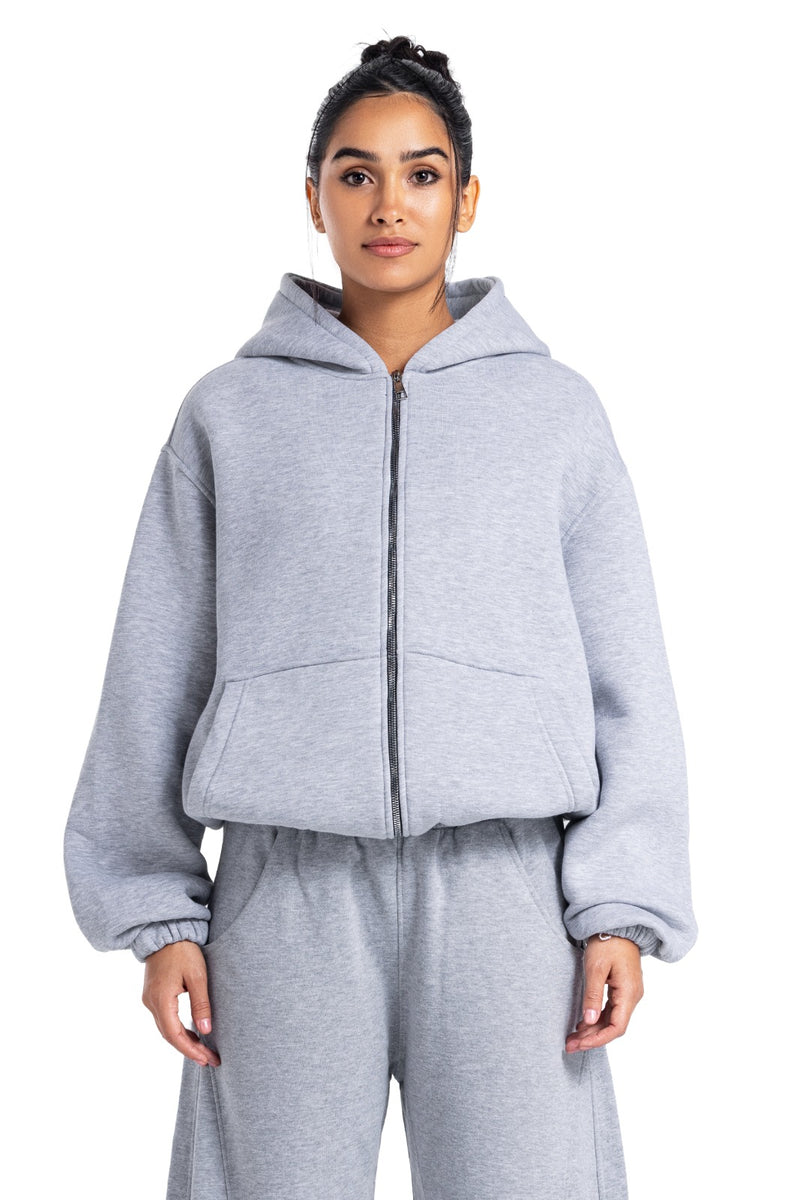 Initials Boxy Zip-Up Sweater