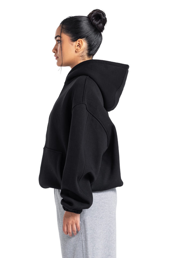Initials Boxy Zip-Up Sweater