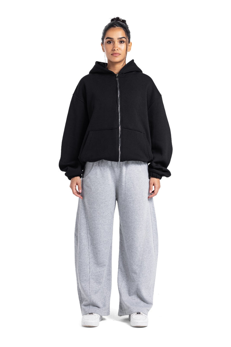 Initials Boxy Zip-Up Sweater