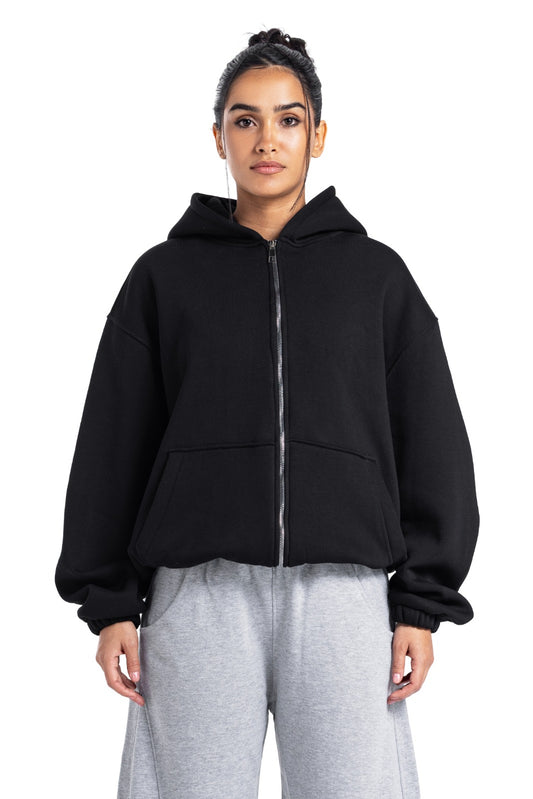 Initials Boxy Zip-Up Sweater