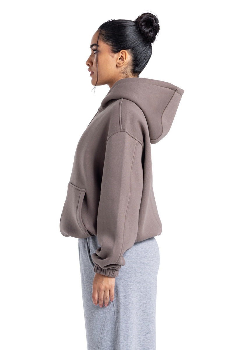 Initials Boxy Zip-Up Sweater