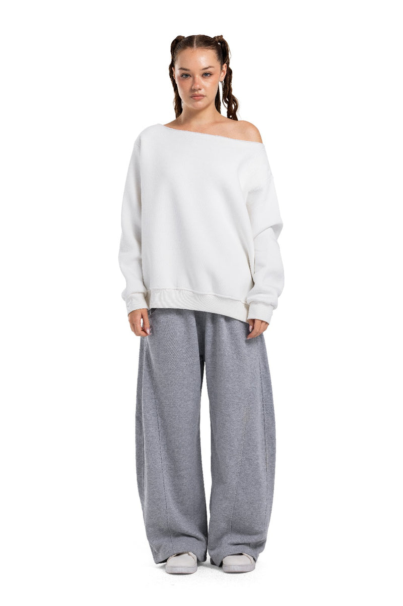Initials Off-Shoulder Sweatshirt