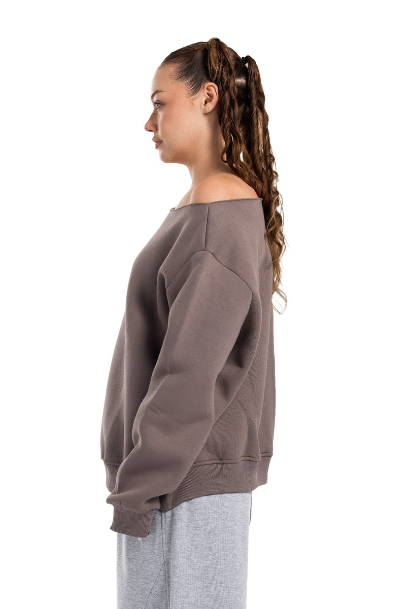 Initials Off-Shoulder Sweatshirt