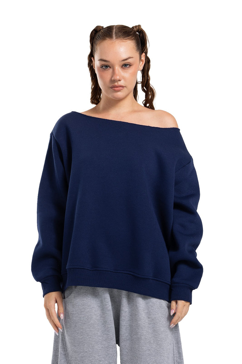 Initials Off-Shoulder Sweatshirt