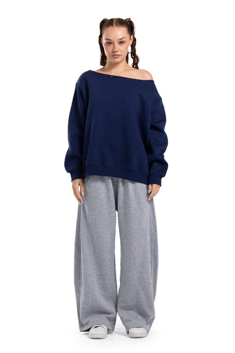 Initials Off-Shoulder Sweatshirt