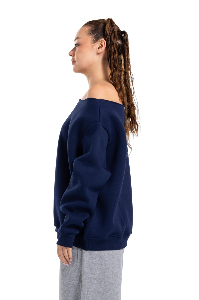 Initials Off-Shoulder Sweatshirt