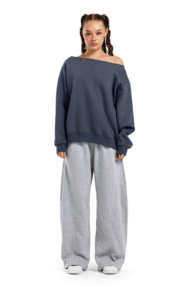 Initials Off-Shoulder Sweatshirt