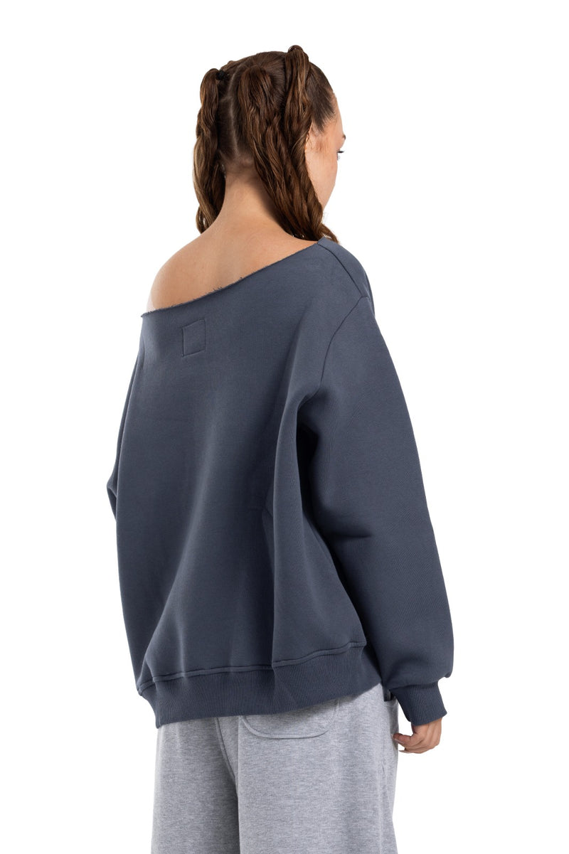 Initials Off-Shoulder Sweatshirt