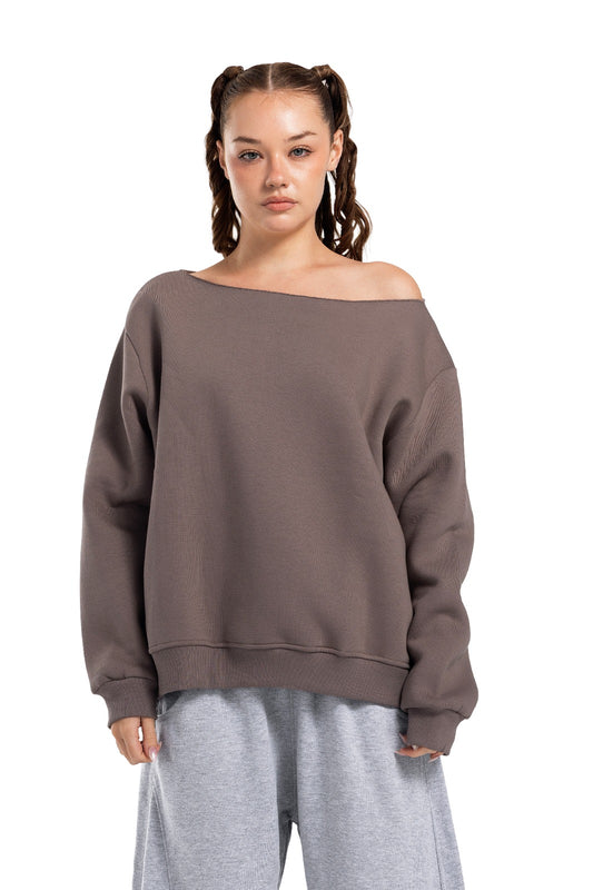 Initials Off-Shoulder Sweatshirt