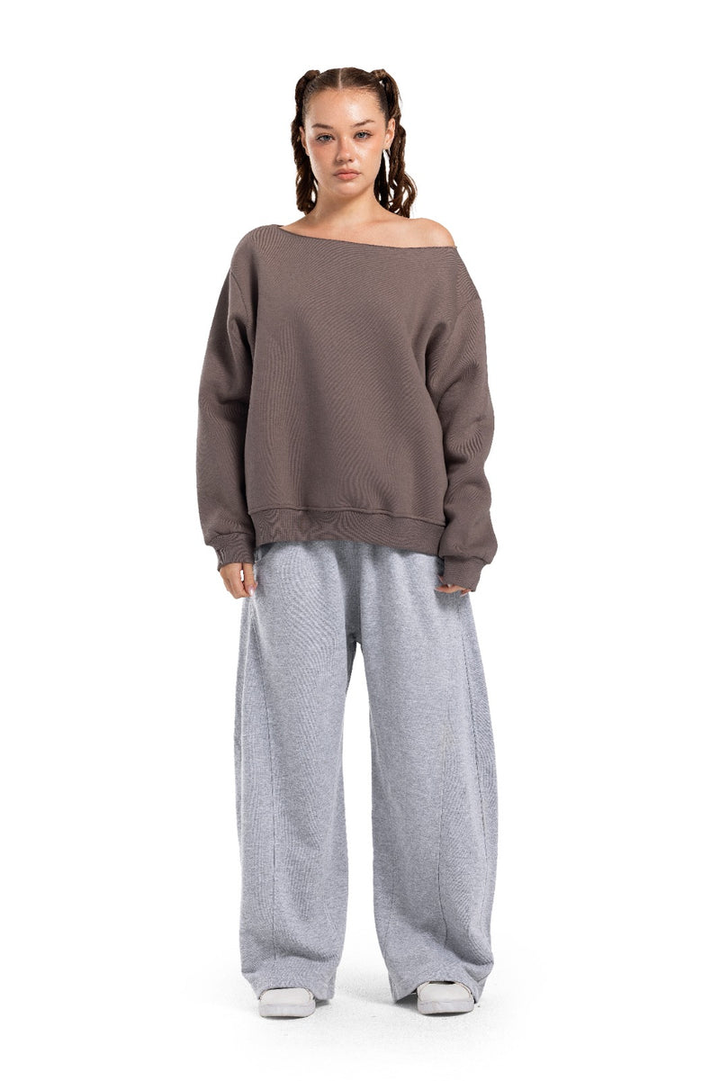 Initials Off-Shoulder Sweatshirt