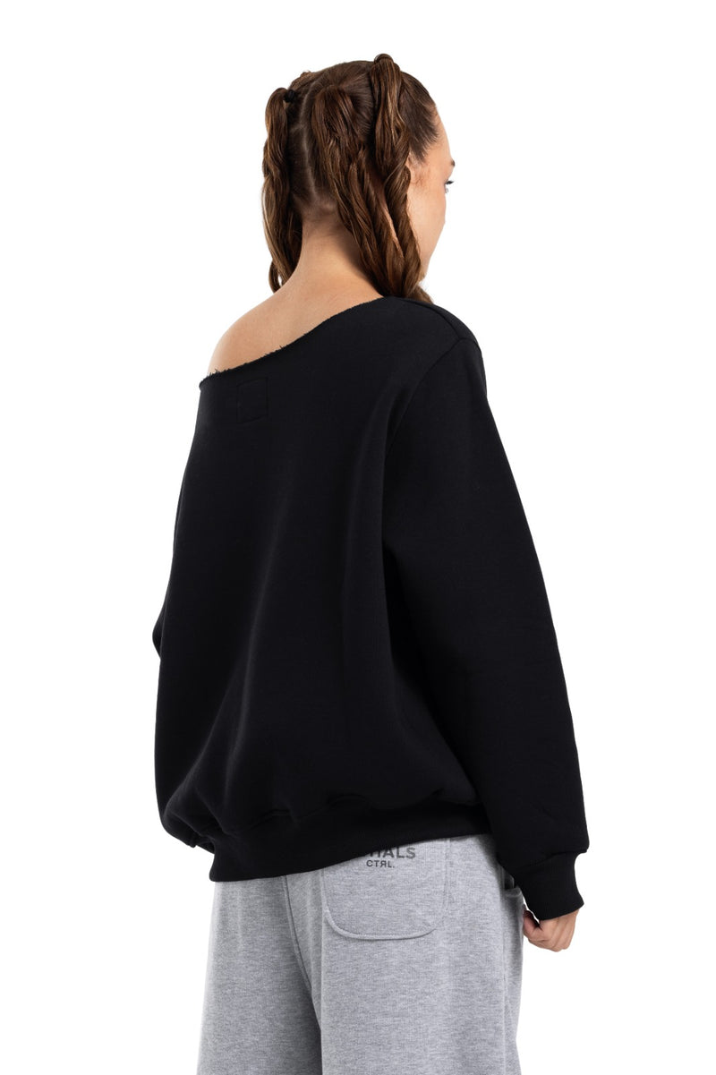 Initials Off-Shoulder Sweatshirt