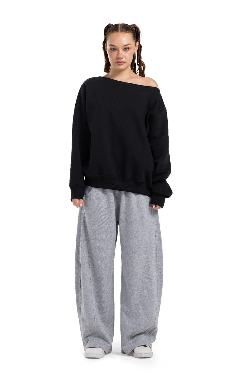 Initials Off-Shoulder Sweatshirt