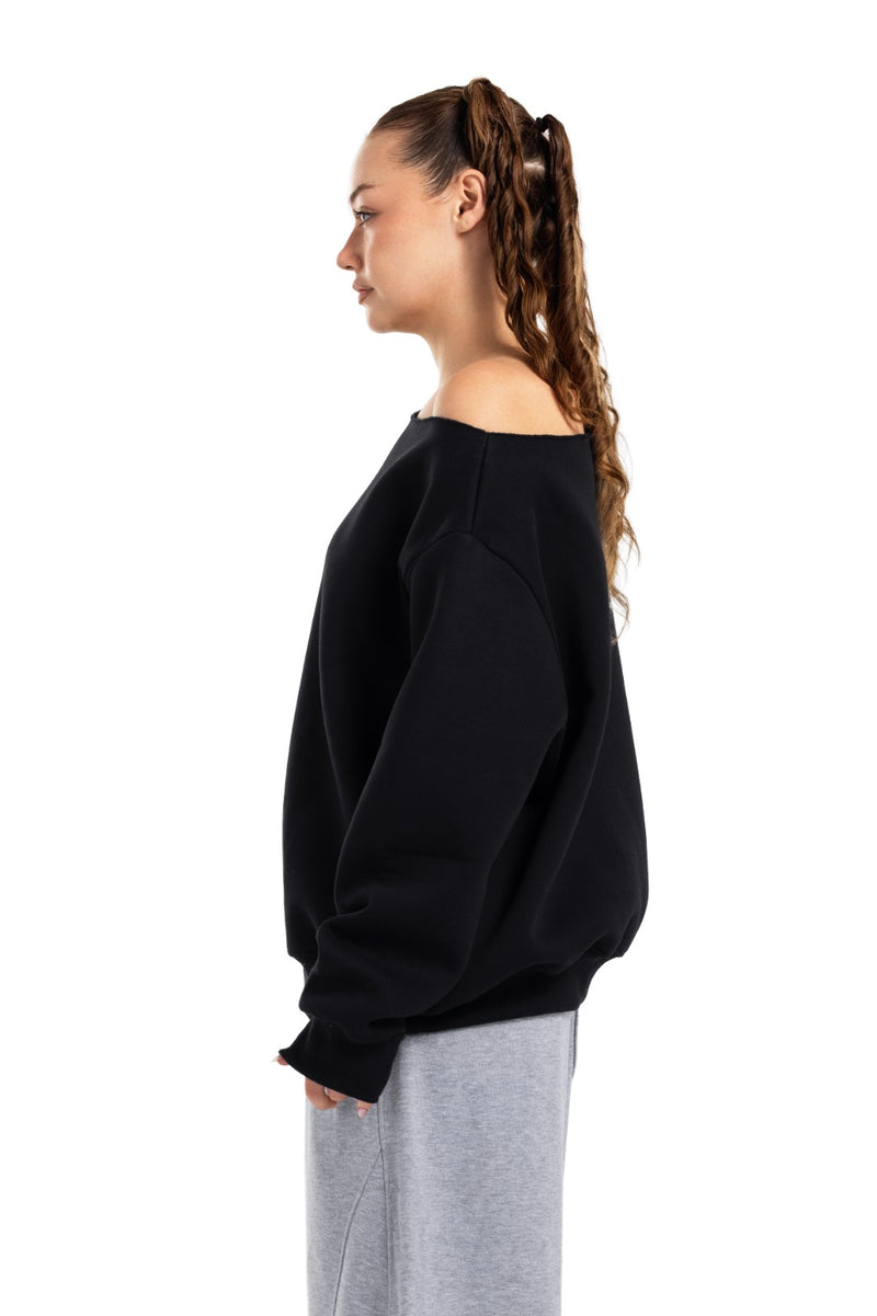 Initials Off-Shoulder Sweatshirt