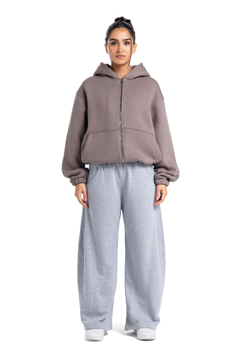 Initials Boxy Zip-Up Sweater