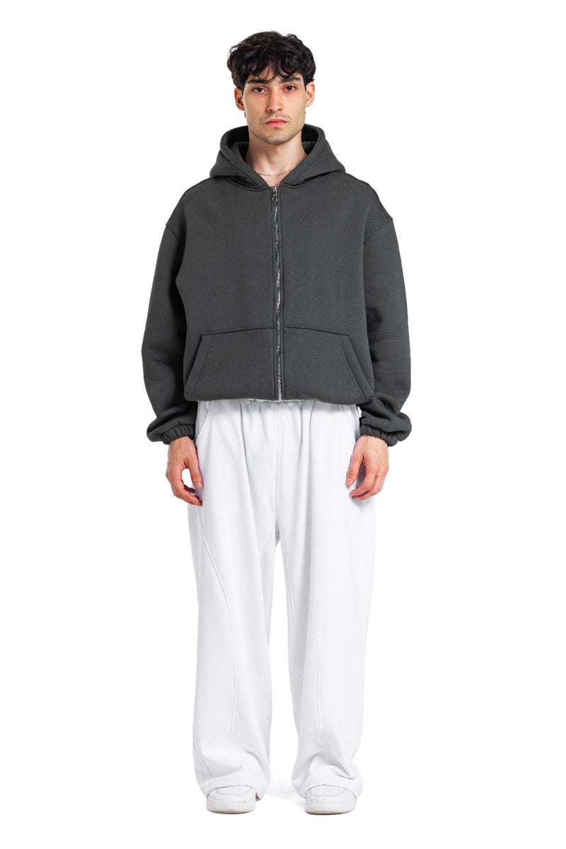 Initials Boxy Zip-Up Sweater
