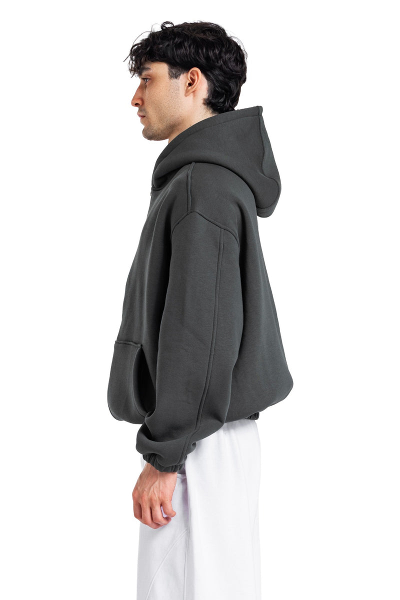 Initials Boxy Zip-Up Sweater