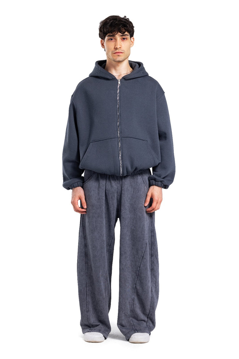 Initials Boxy Zip-Up Sweater