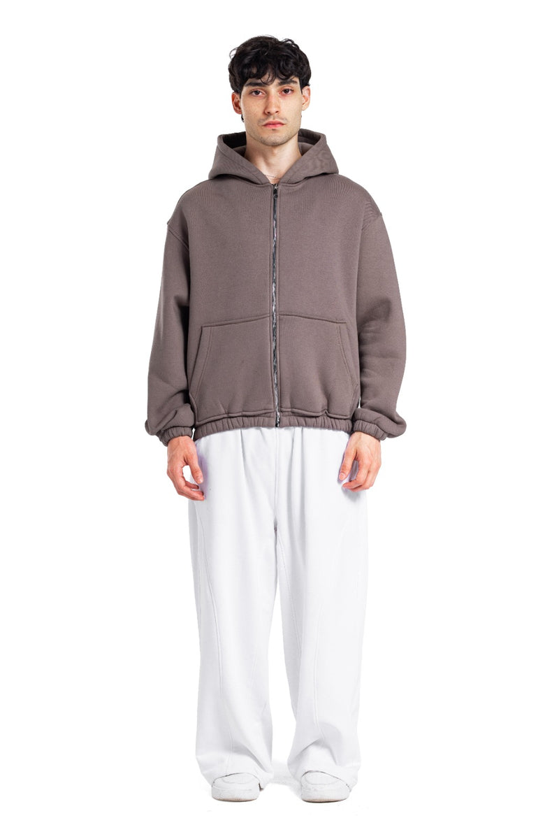 Initials Boxy Zip-Up Sweater