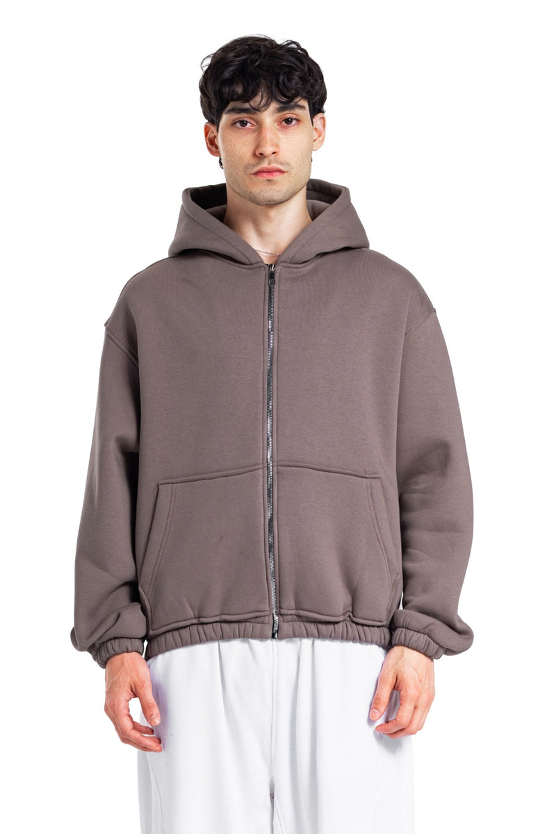 Initials Boxy Zip-Up Sweater