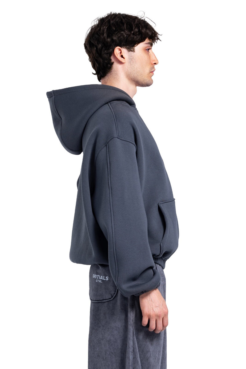 Initials Boxy Zip-Up Sweater