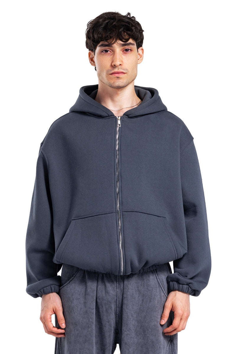 Initials Boxy Zip-Up Sweater