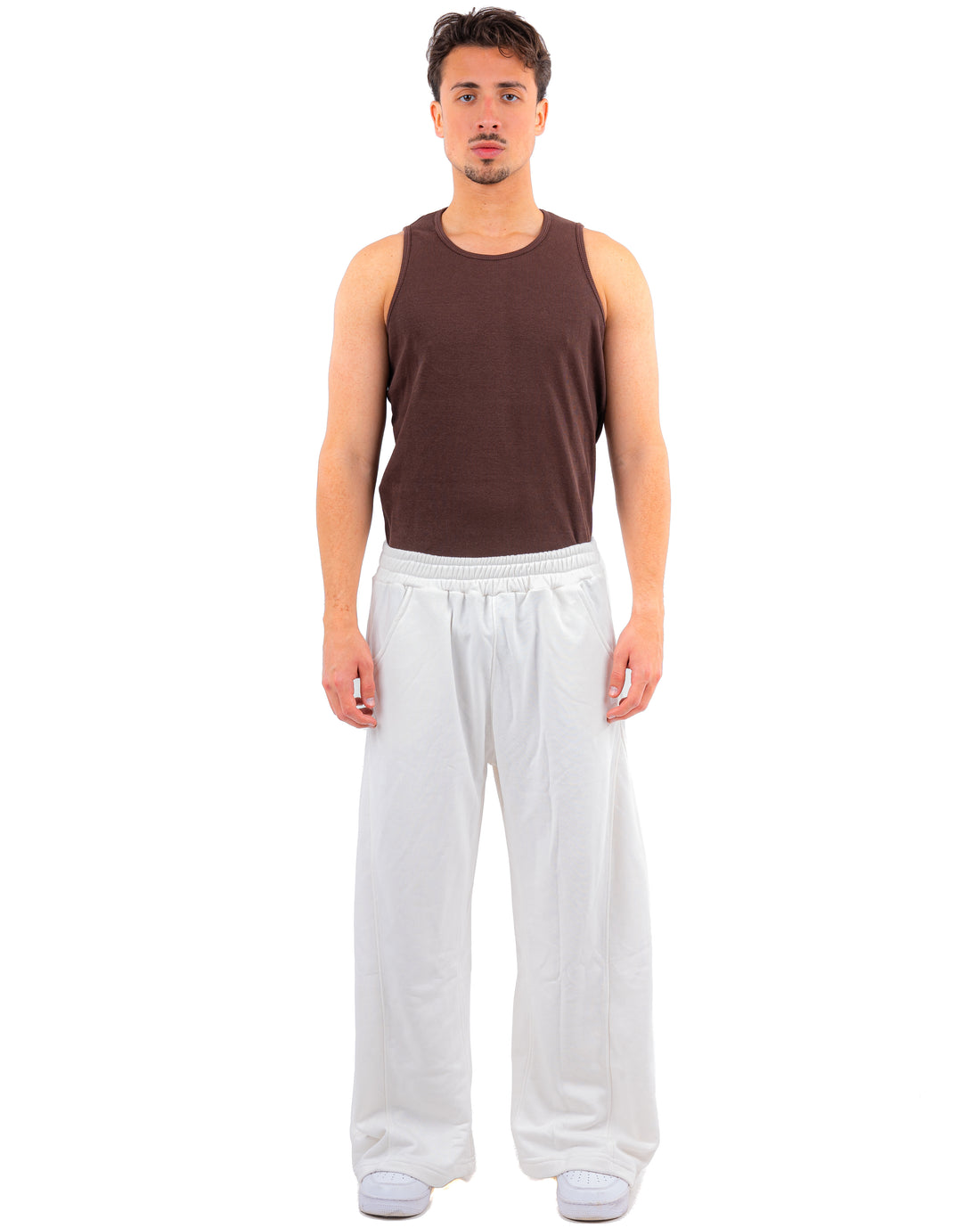 Initials Wide Leg Sweatpants - White