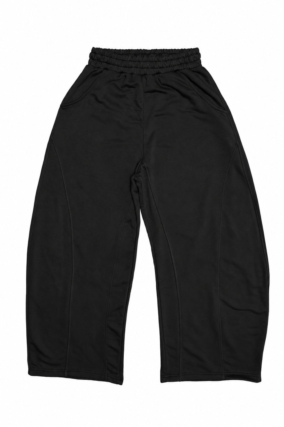 Initials Wide Leg Sweatpants - Black